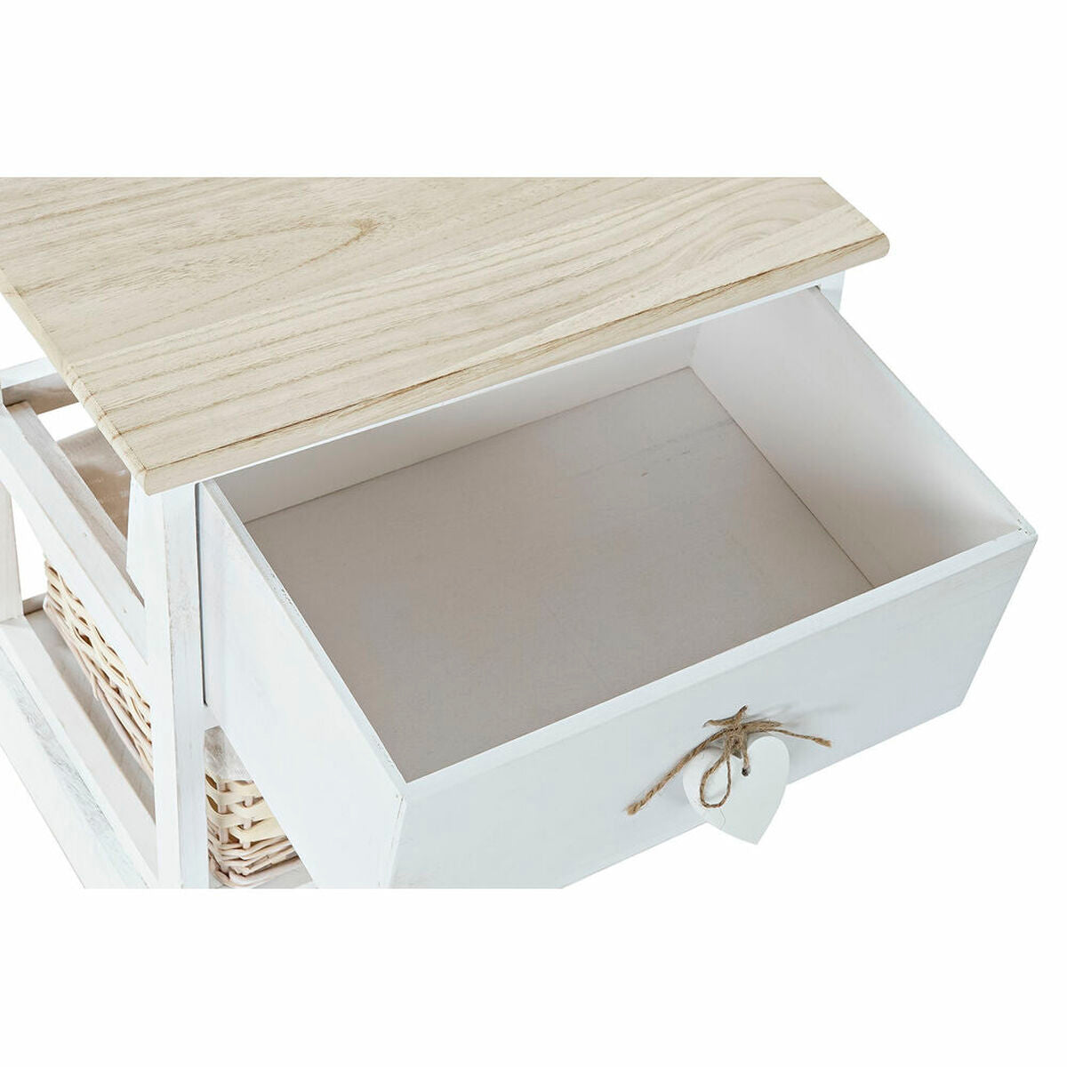 Chest of drawers DKD Home Decor White Natural wicker Paolownia wood 40