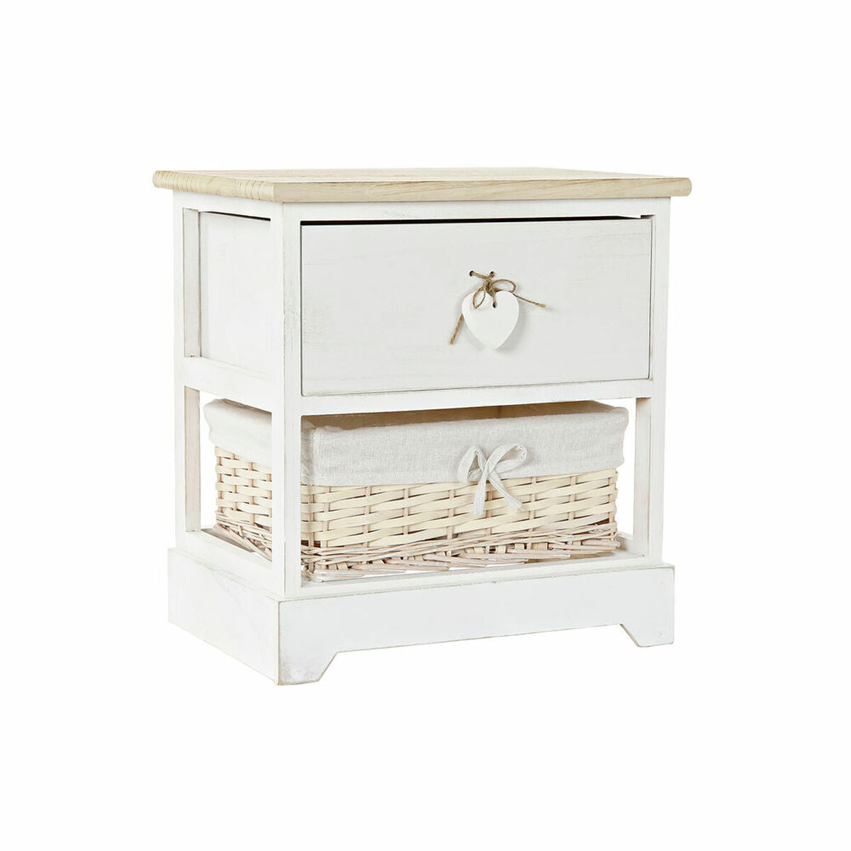 Chest of drawers DKD Home Decor White Natural wicker Paolownia wood 40