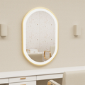 Luxury Oval Led Illuminated Bathroom Mirror Gold Aluminum Frame with Demister Pad