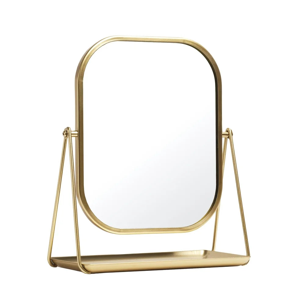 Modern Gold Tabletop Easel Mirror Stylish Vanity Mirror Adjustable Tilt Clear Reflection Ideal Makeup Grooming Home Decor
