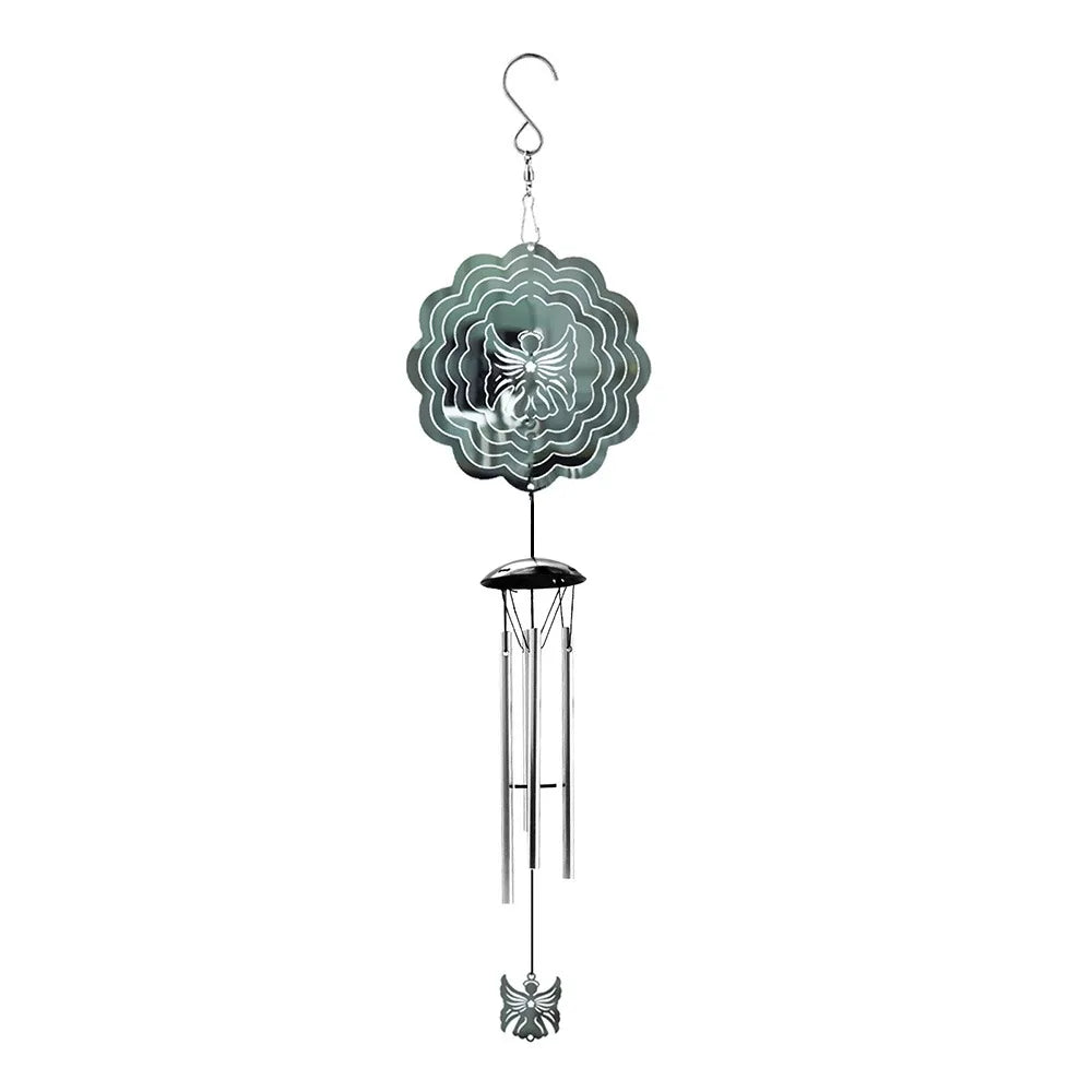 Creative Mirror Surface Rotating Wind Chime Garden Pendant Home Decor Wall Hanging Decor 3D Wind Spinner