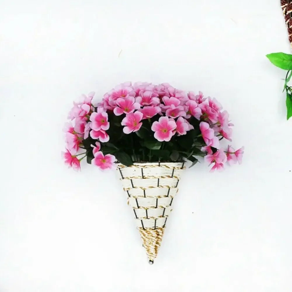 Natural Rattan Wall Planter Hanging Flower Pot Hanger Flower Basket Vase BoxMetal Plant Hang Baskets Home Garden Wall Decoration