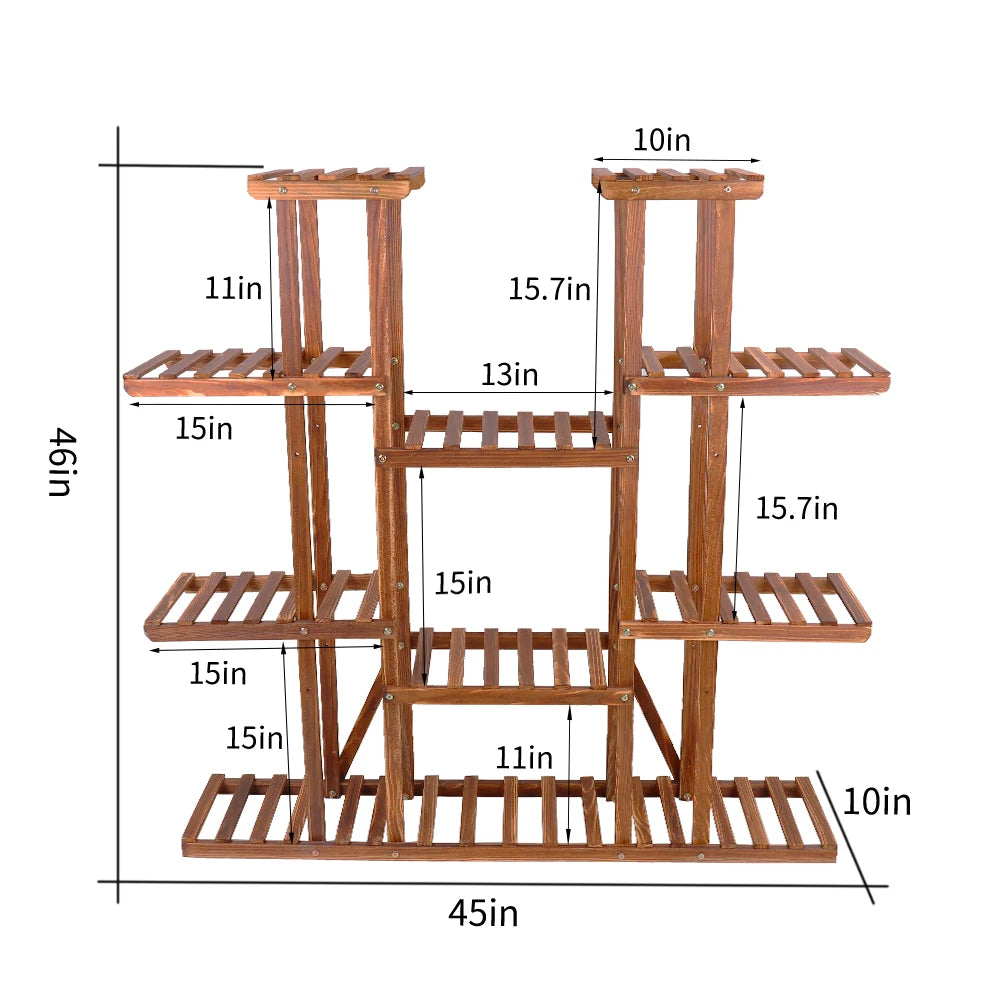 Wooden Plant Shelf Flower Pot Stand Indoor Outdoor Multi-Tier Plant