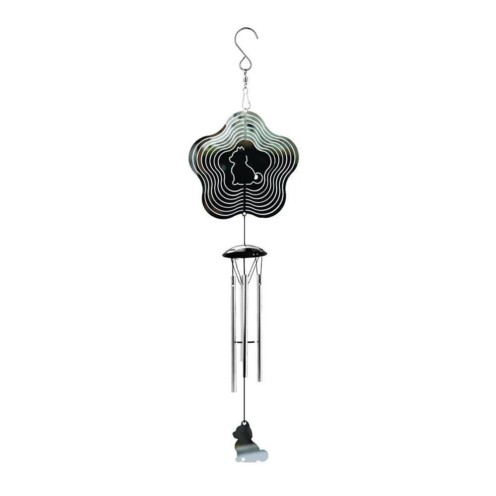Creative Mirror Surface Rotating Wind Chime Garden Pendant Home Decor Wall Hanging Decor 3D Wind Spinner