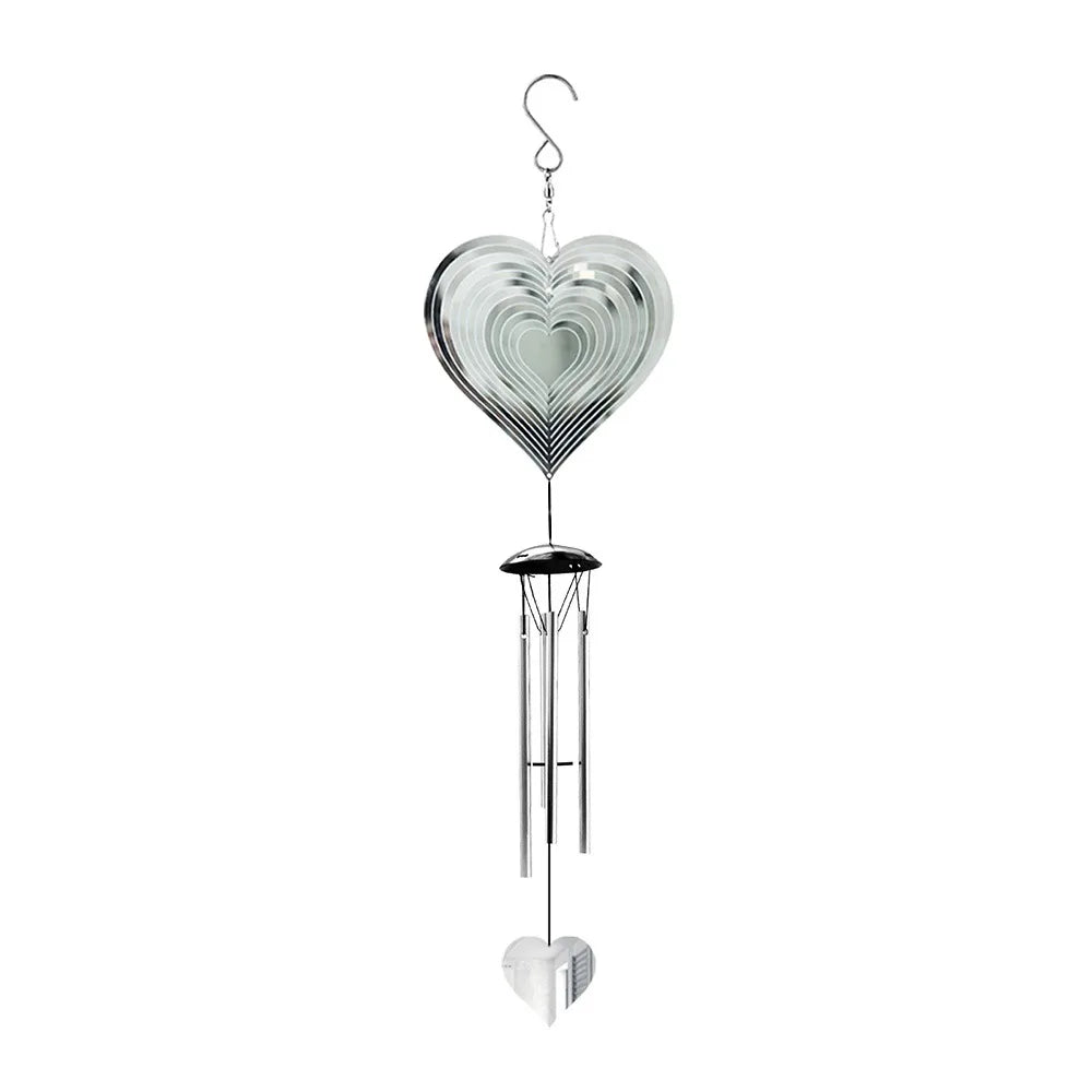 Creative Mirror Surface Rotating Wind Chime Garden Pendant Home Decor Wall Hanging Decor 3D Wind Spinner