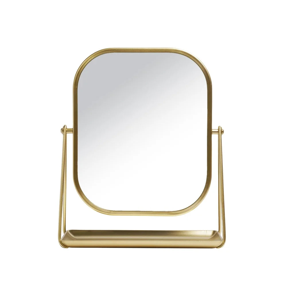 Modern Gold Tabletop Easel Mirror Stylish Vanity Mirror Adjustable Tilt Clear Reflection Ideal Makeup Grooming Home Decor