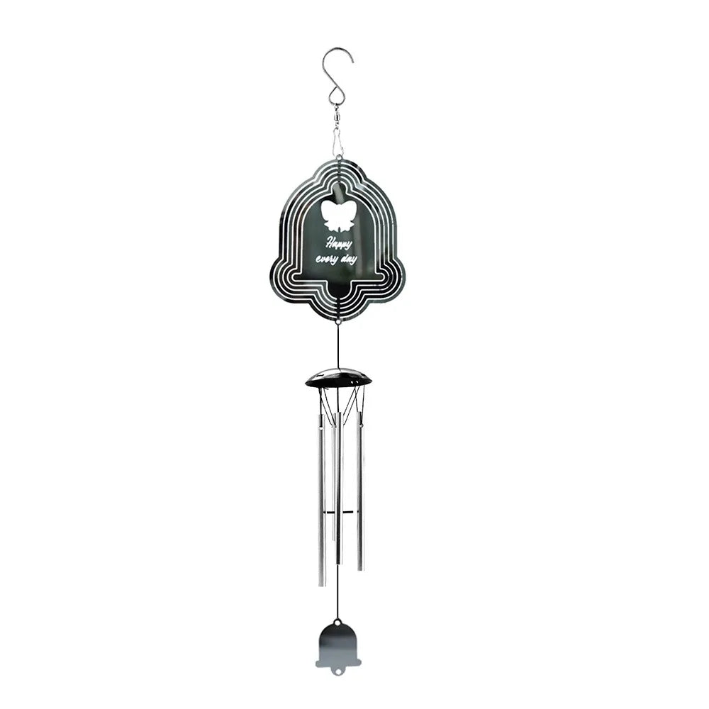 Creative Mirror Surface Rotating Wind Chime Garden Pendant Home Decor Wall Hanging Decor 3D Wind Spinner
