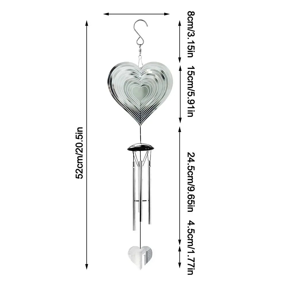Creative Mirror Surface Rotating Wind Chime Garden Pendant Home Decor Wall Hanging Decor 3D Wind Spinner