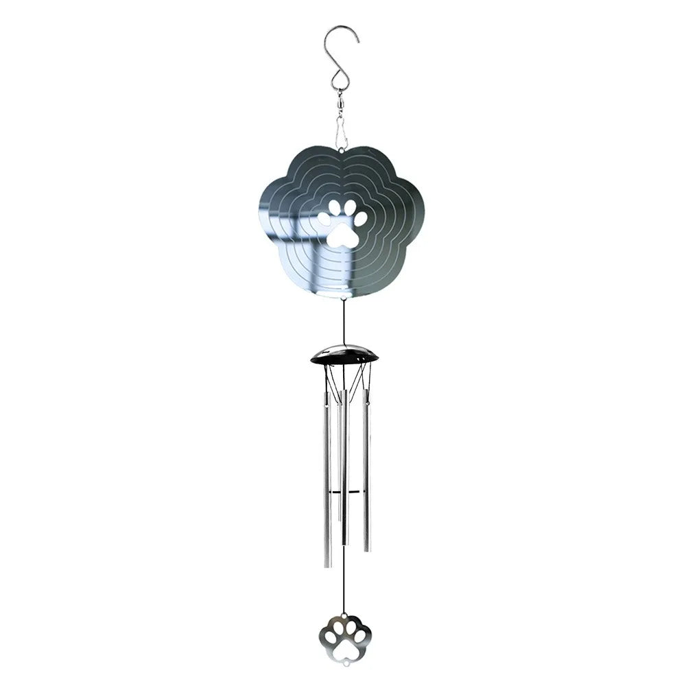 Creative Mirror Surface Rotating Wind Chime Garden Pendant Home Decor Wall Hanging Decor 3D Wind Spinner